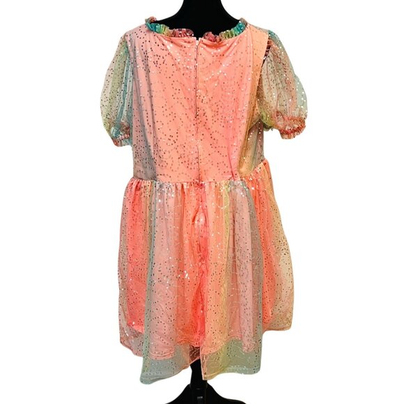 Unique Vintage Fit & Flare Rainbow Mini Dress Sequin Tulle Skirt Swing Plus 3X - Picture 9 of 13